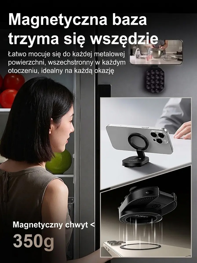 Obrotowy magnetyczny uchwyt do telefonu z możliwością zawieszenia
