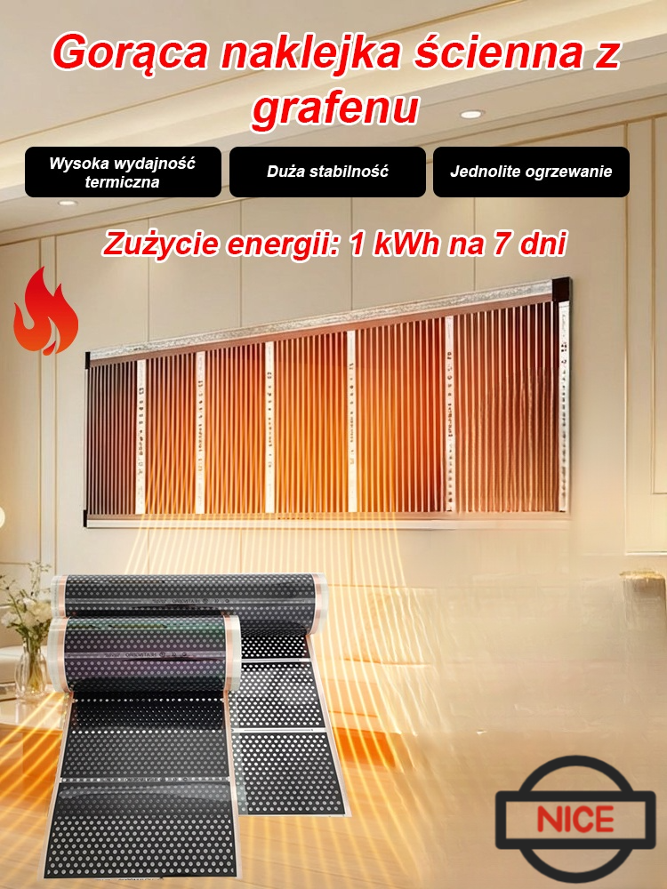 Ścienny promiennik podczerwieni z grafenem i strukturą plastra miodu