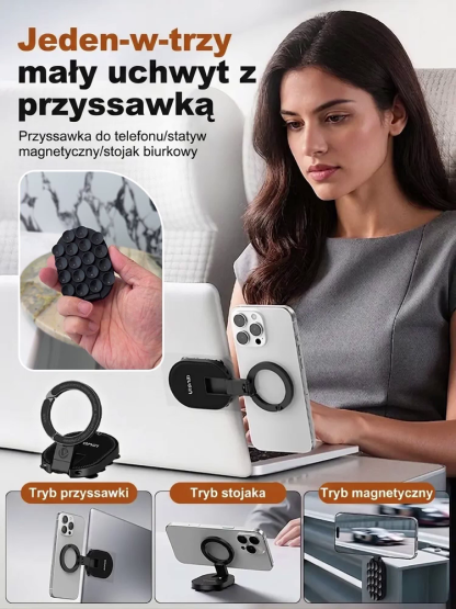 Obrotowy magnetyczny uchwyt do telefonu z możliwością zawieszenia