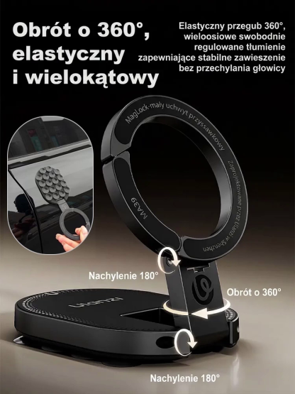 Obrotowy magnetyczny uchwyt do telefonu z możliwością zawieszenia