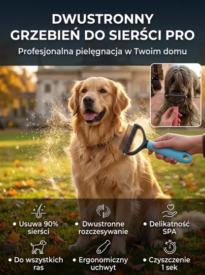 Uwolnij swój dom od sierści! Profesjonalny grzebień dwustronny bezboleśnie usuwa podszerstek i zmniejsza linienie o 90%. Zamów dziś 50% taniej za pobraniem!