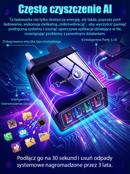 Czterowyjściowa ładowarka podróżna 【poprawa żywotności baterii telefonu】