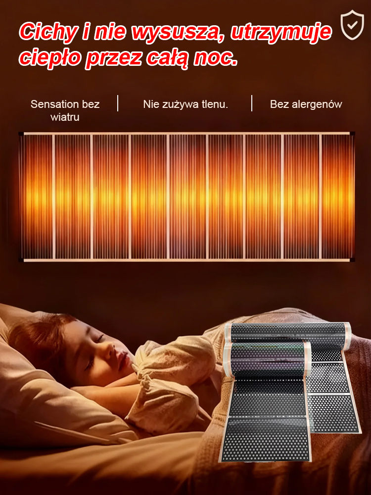 Ścienny promiennik podczerwieni z grafenem i strukturą plastra miodu