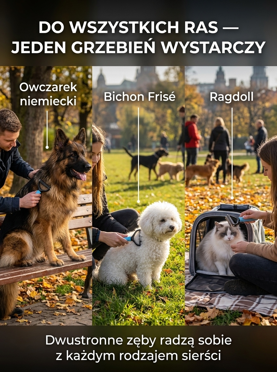 Uwolnij swój dom od sierści! Profesjonalny grzebień dwustronny bezboleśnie usuwa podszerstek i zmniejsza linienie o 90%. Zamów dziś 50% taniej za pobraniem!