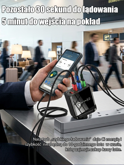 Czterowyjściowa ładowarka podróżna 【poprawa żywotności baterii telefonu】