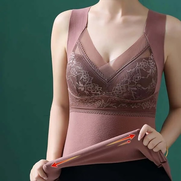 Vestavěné zateplené tílko 2 v 1 s krajkovým lemováním, kupte 1 a dostanete 1 zdarma