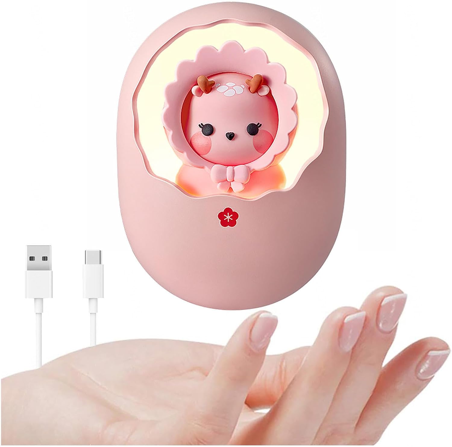 Újratölthető kézmelegítő power bankkal, három az egyben éjszakai lámpával, újrafelhasználható kézmelegítő Type-C USB/6000mAh/8 óra meleg