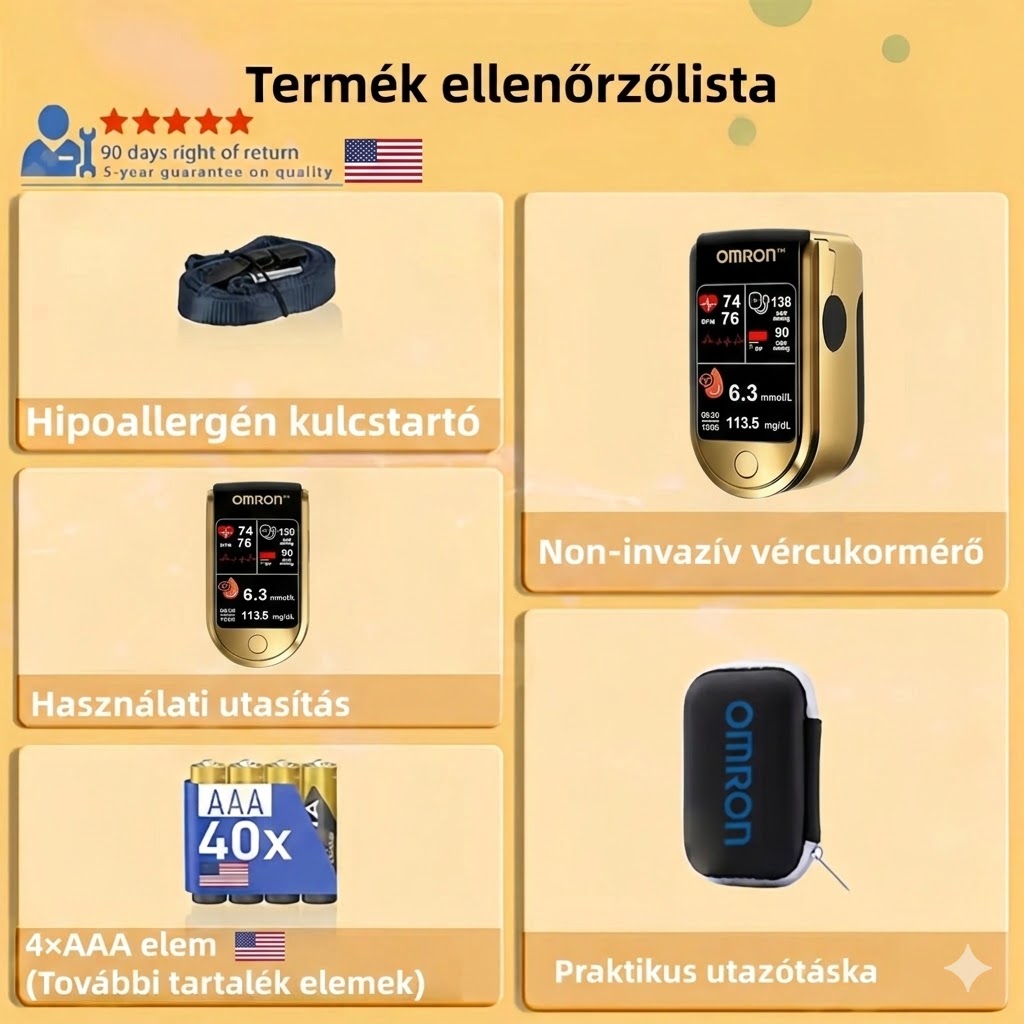 🩸 Az Amerikai Egészségügyi Szövetség által támogatott termék | OMRON™ professzionális vércukor- és életjel-monitor – fájdalommentes, gyors, pontos, FDA által tanúsított