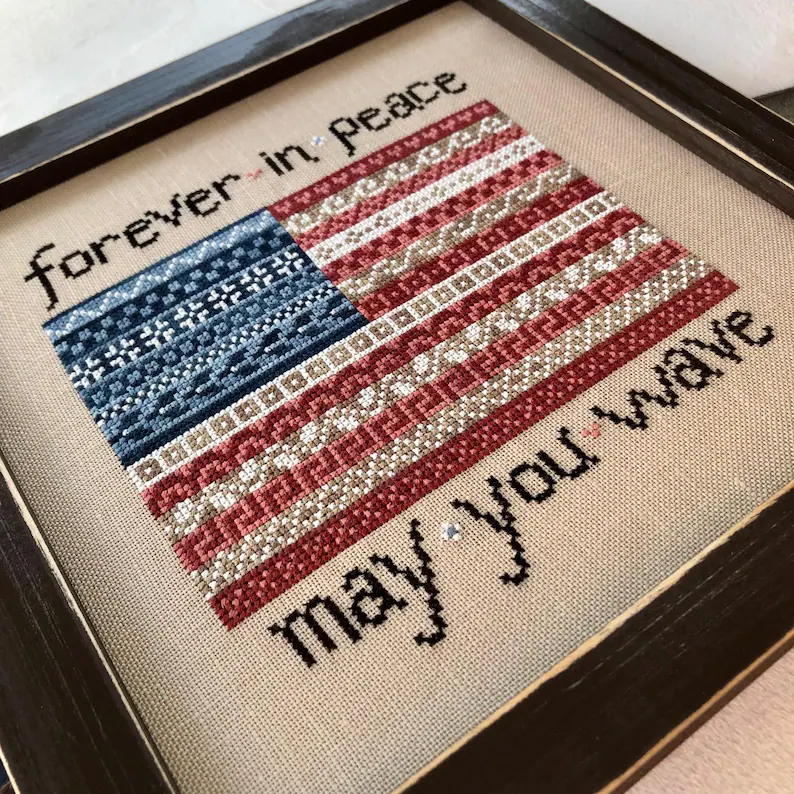 🎆Patriotic American Flag Cross Stitch Kit