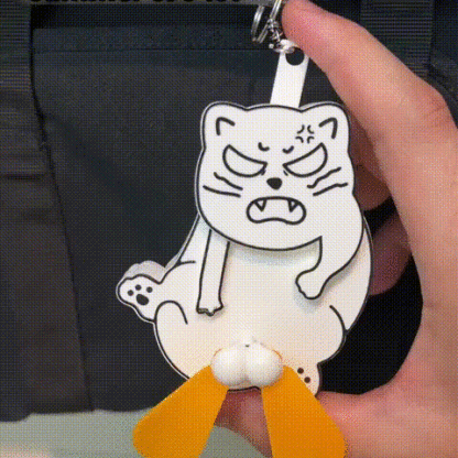 Mischief Cat Fan Keychain
