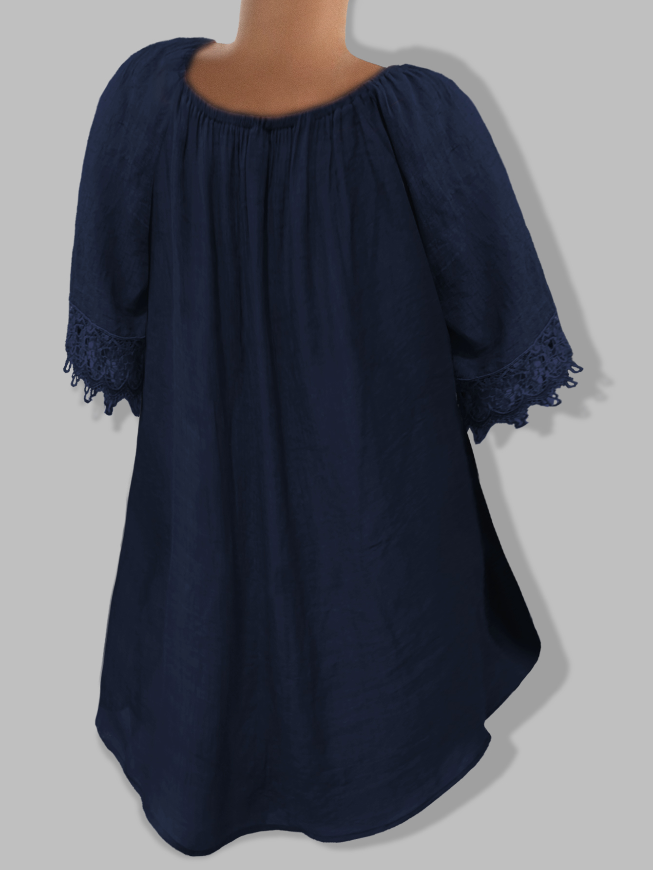 Women's Casual Solid Color Lace Patchwork Shirt, Summer