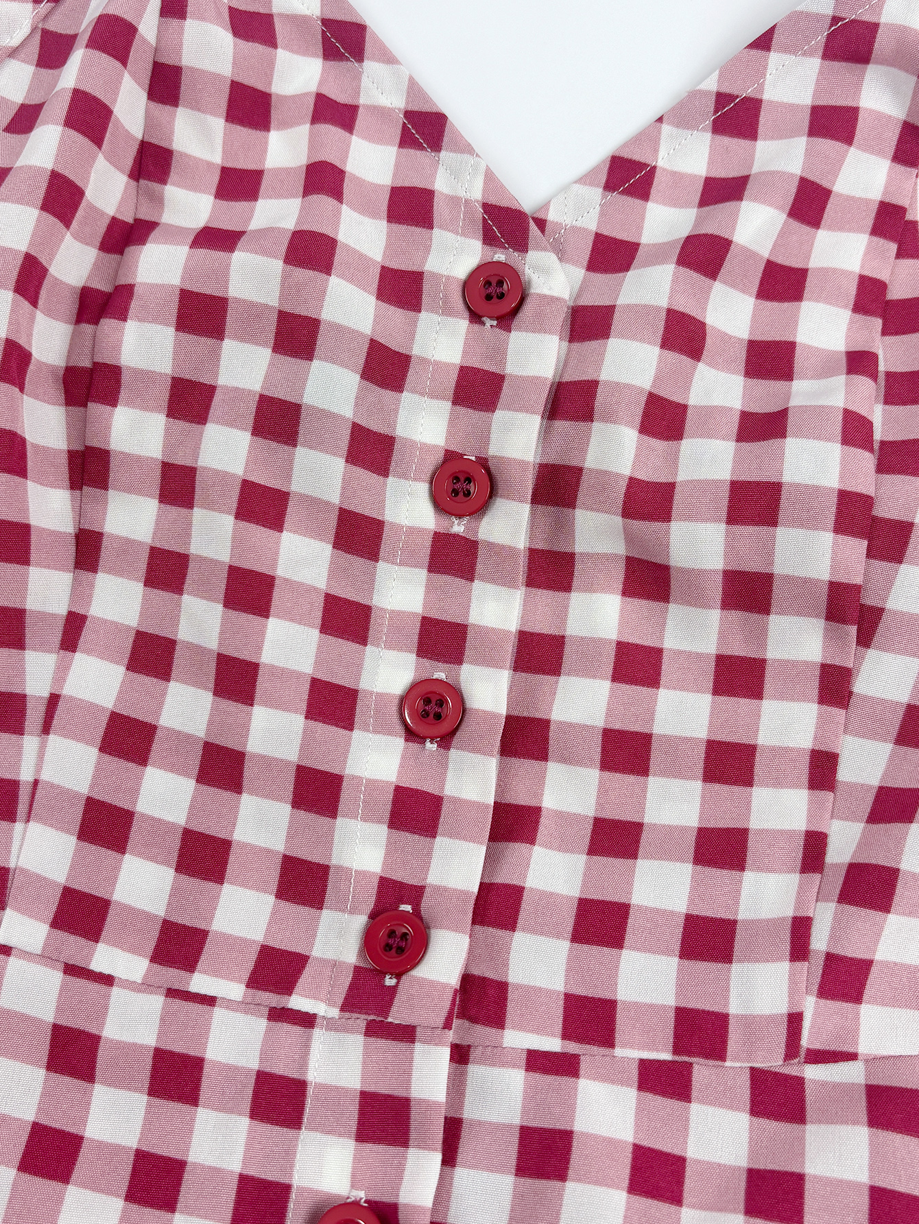 Women's Casual Plaid Strap Dress With Ruffle Hem & Single-Breasted