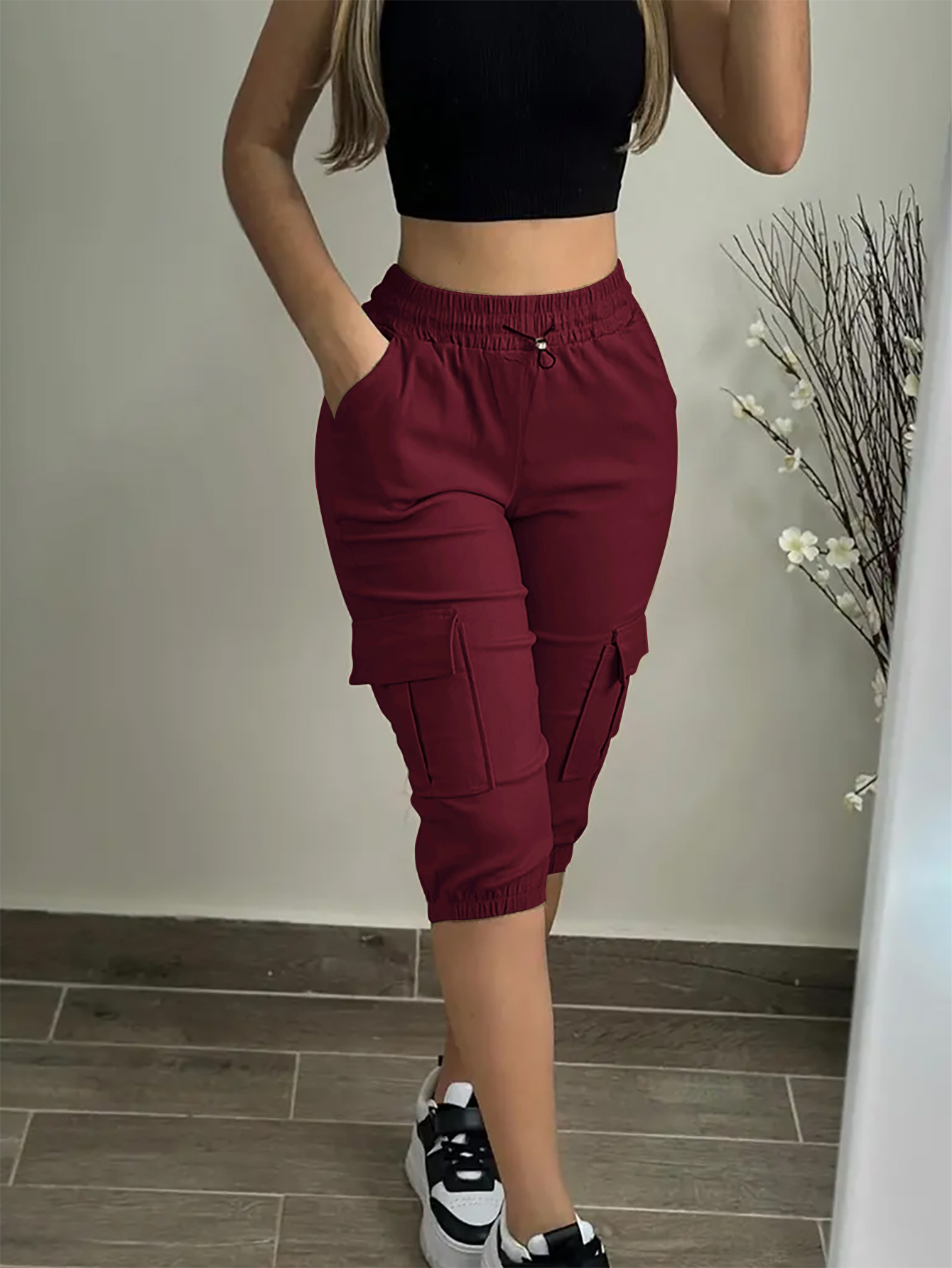 XD239 Ladies' Solid Color Simple Daily Casual Pants