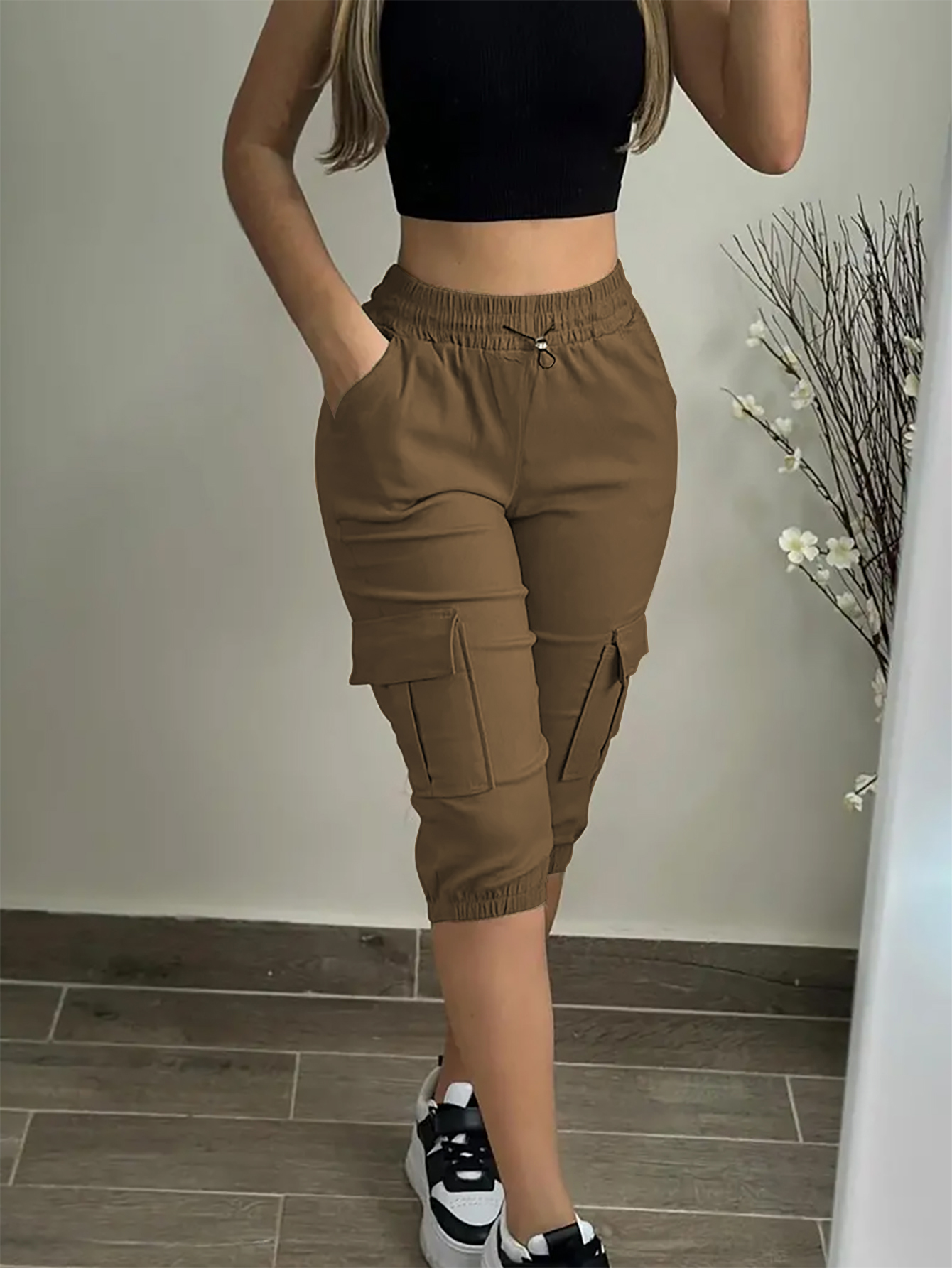 XD239 Ladies' Solid Color Simple Daily Casual Pants