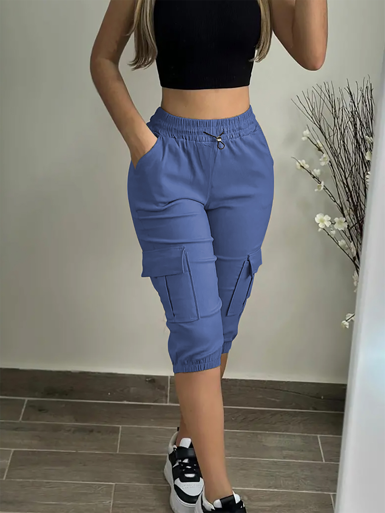 XD239 Ladies' Solid Color Simple Daily Casual Pants