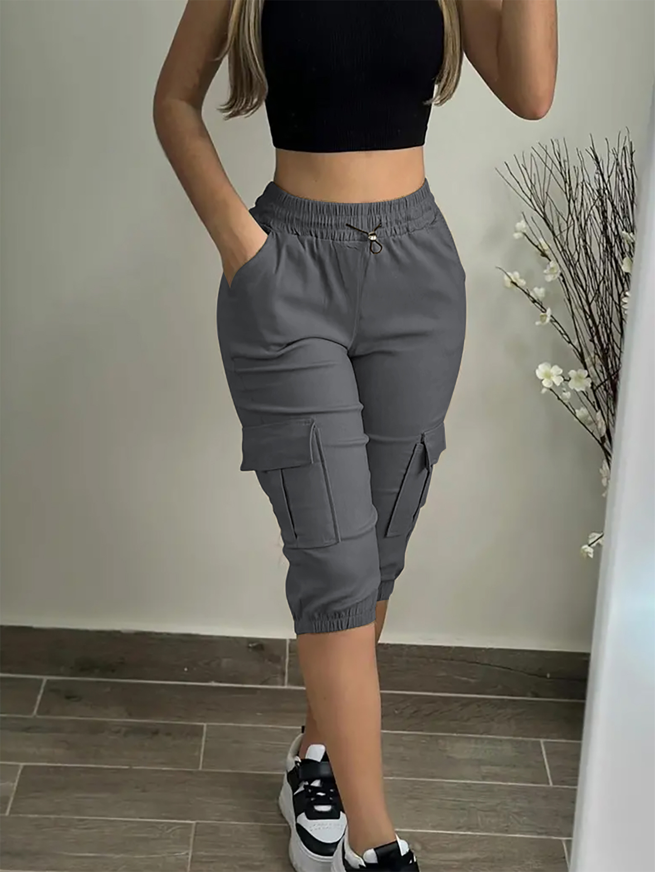 XD239 Ladies' Solid Color Simple Daily Casual Pants