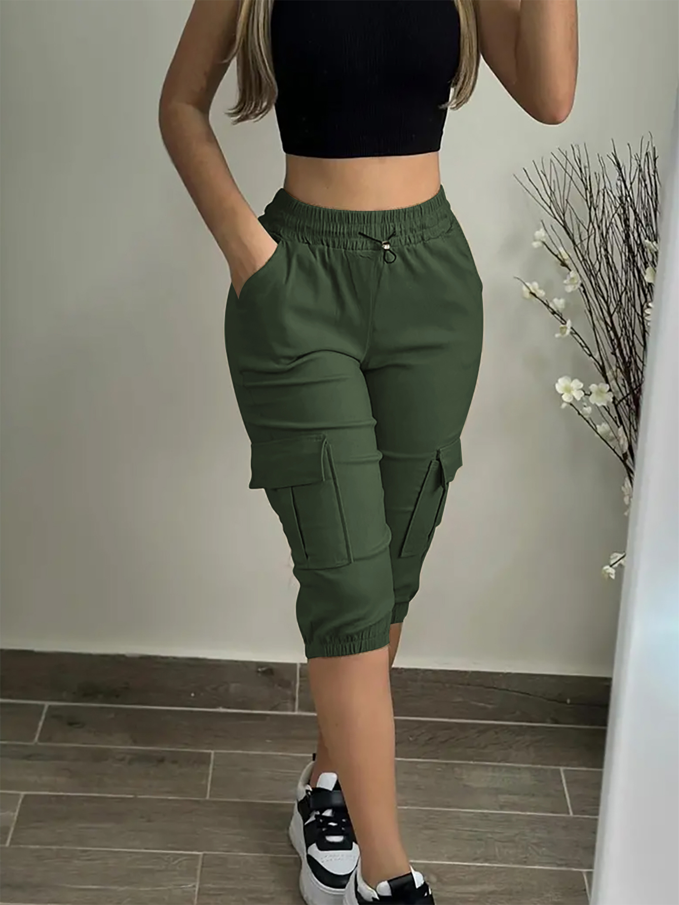 XD239 Ladies' Solid Color Simple Daily Casual Pants