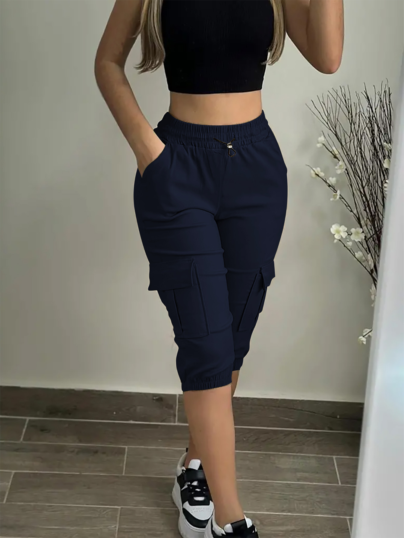 XD239 Ladies' Solid Color Simple Daily Casual Pants