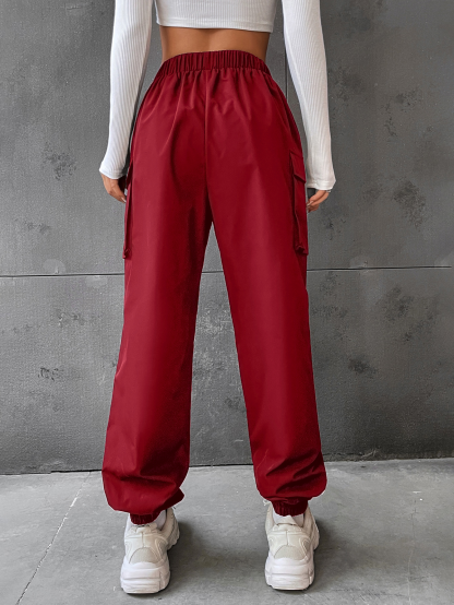 Flap Pocket Side Cargo Pants Color: black, gray, burgundy