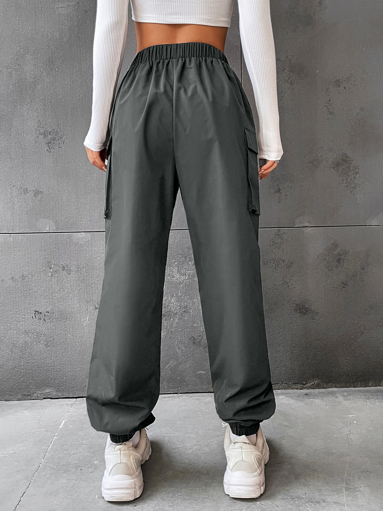 Flap Pocket Side Cargo Pants Color: black, gray, burgundy