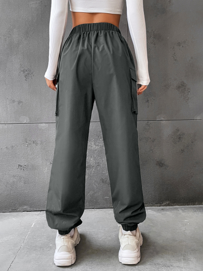 Flap Pocket Side Cargo Pants Color: black, gray, burgundy