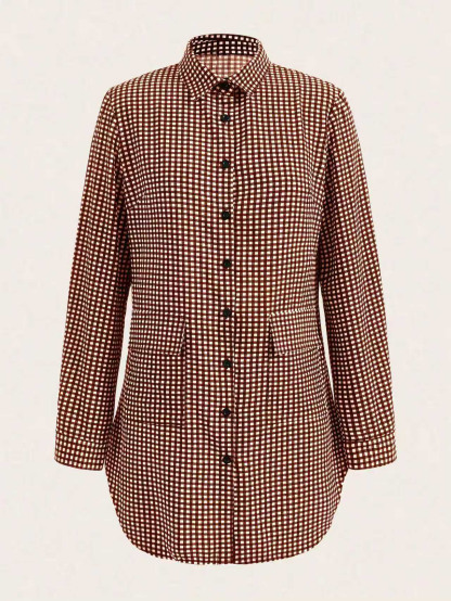  XH498 Women's Plaid Shirt,Long Sleeve Tops Fall Cloth For Women