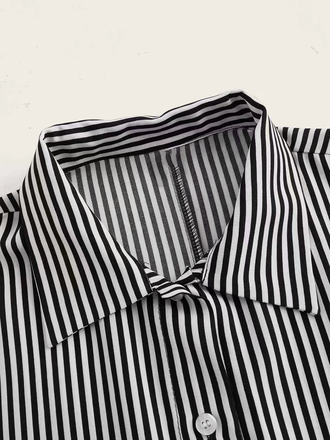 XH562 Women's Colorblock Striped Single Breasted Long Sleeve Loose Summer Vacation Style Dress Maxi Women Outfit Fall Cloth For Women