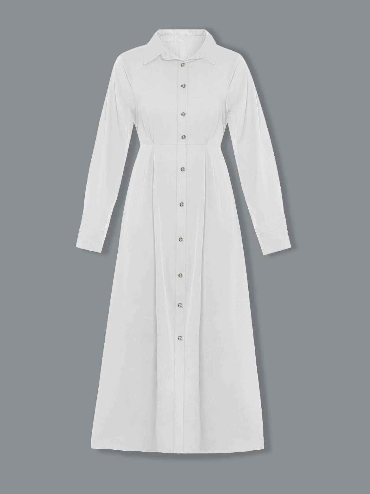  XD313 Women's Solid Color High Waist Long Sleeve Summer Shirt Dress Maxi Women Outfit Fall Cloth For Women