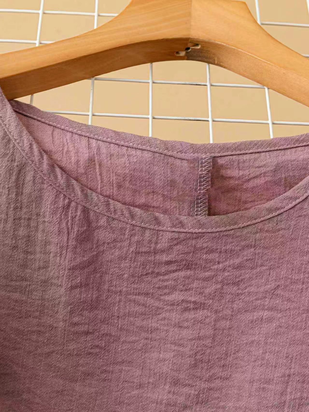 XD602 Casual Solid Color Button Decorated Drawstring Shirt