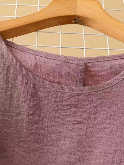 XD602 Casual Solid Color Button Decorated Drawstring Shirt