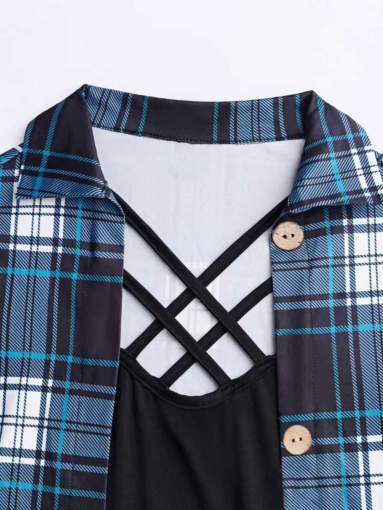 XD054 Women's Summer Asymmetrical Hem Short Sleeve Plaid Patchwork Casual T-Shirt Graphic Tees Women Tops