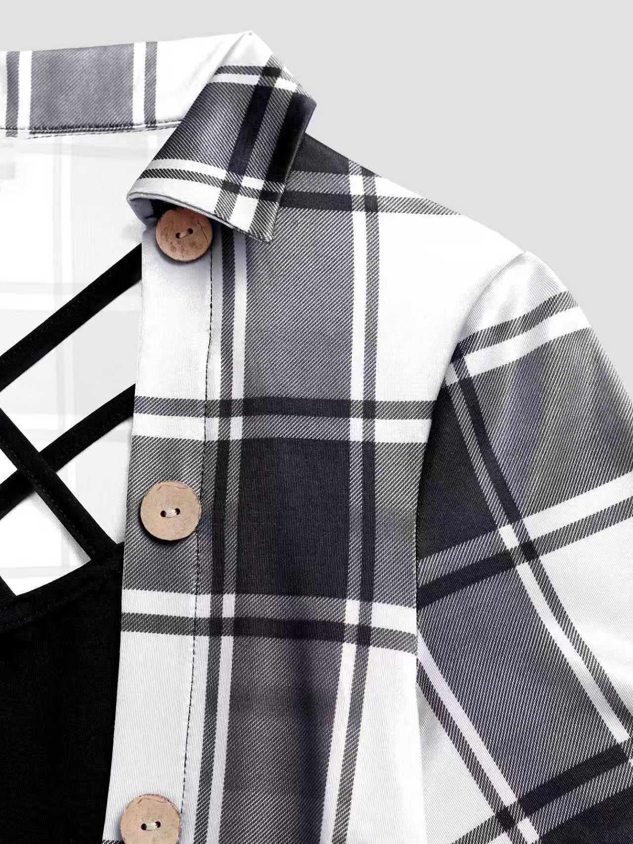 XD054 Women's Summer Asymmetrical Hem Short Sleeve Plaid Patchwork Casual T-Shirt Graphic Tees Women Tops