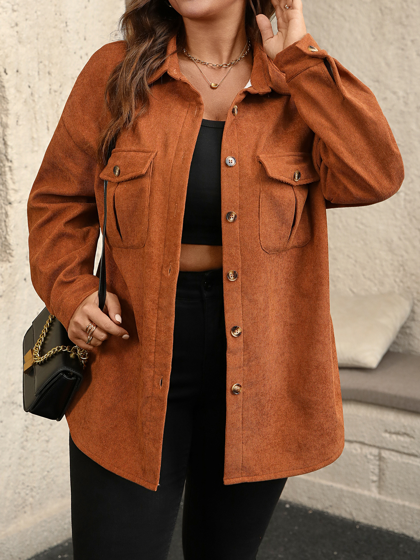 Women's velvet button casual shirt for autumn and winter