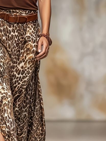 lgy177 Women's Leisure Sexy Skirt with Leopard Print (Without Belt)