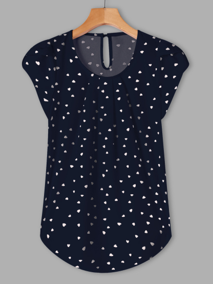 Holidaya Floral Print Pleated Cap Sleeve Top