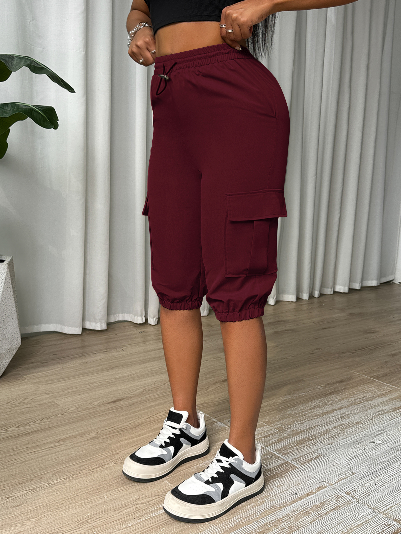 XD239 Ladies' Solid Color Simple Daily Casual Pants