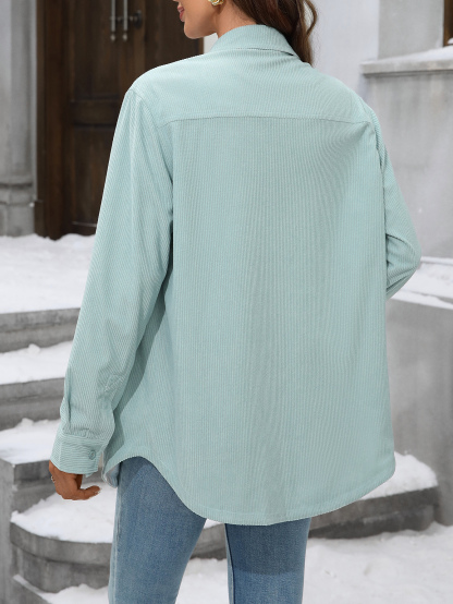 OA047 Women's Check Corduroy Double-sided Wearing Warm Leisure Shirt Jacket