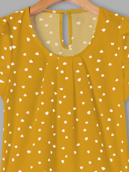 Holidaya Floral Print Pleated Cap Sleeve Top