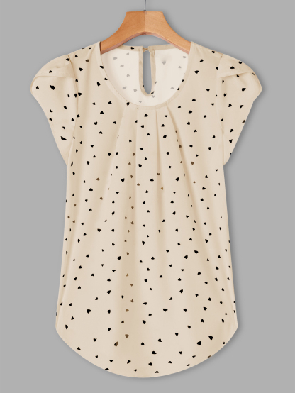Holidaya Floral Print Pleated Cap Sleeve Top