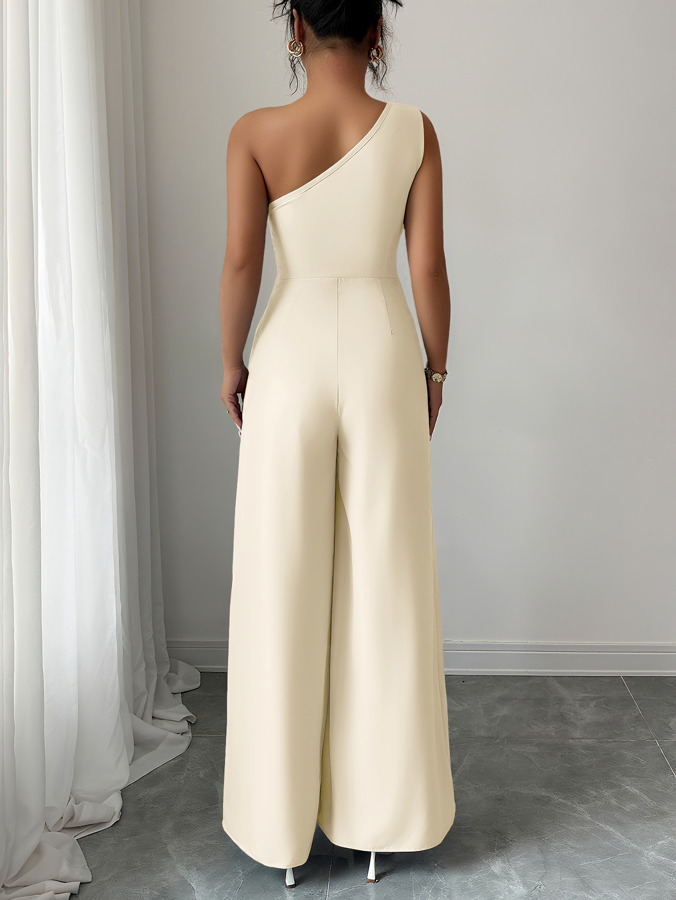 XD705 Women's Summer Elegant Solid Color Tie-Waist Romper