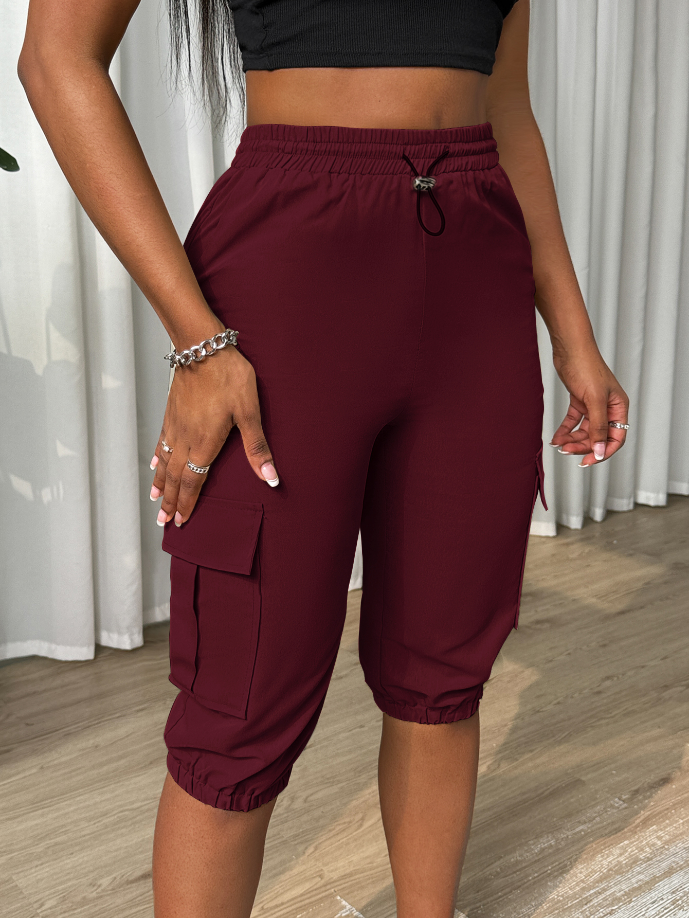 XD239 Ladies' Solid Color Simple Daily Casual Pants