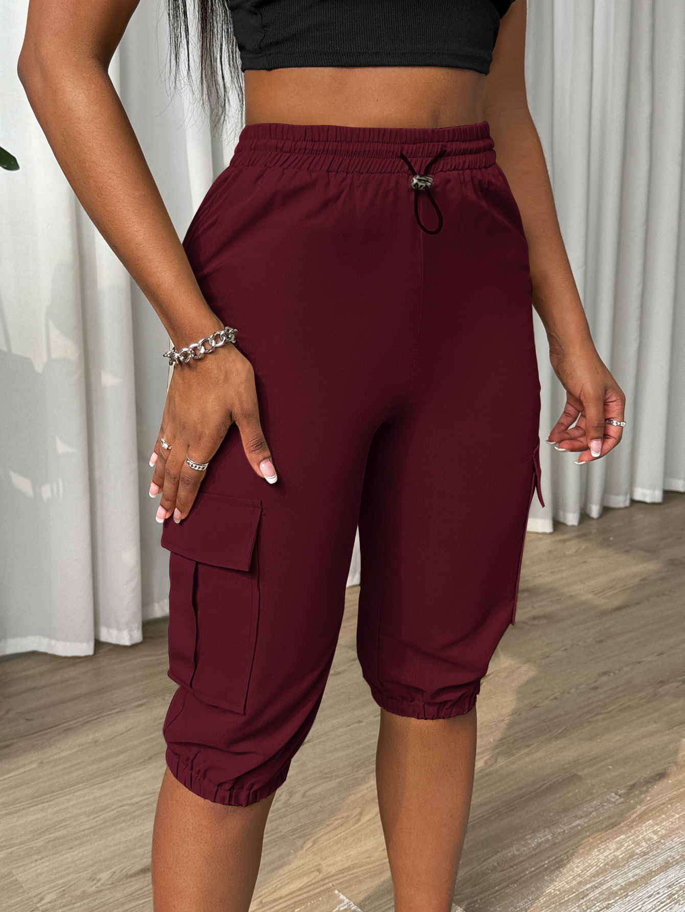 XD239 Ladies' Solid Color Simple Daily Casual Pants