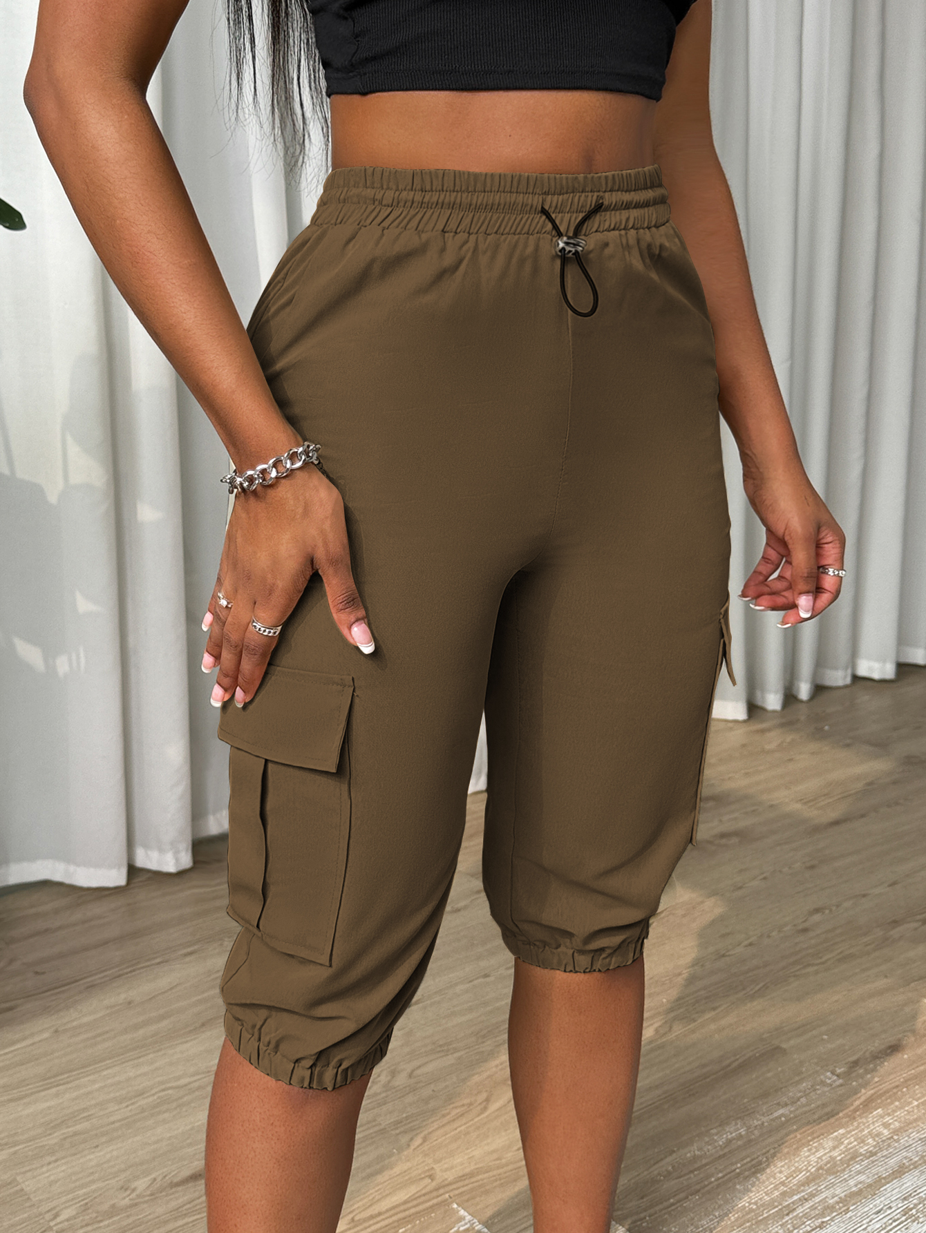 XD239 Ladies' Solid Color Simple Daily Casual Pants