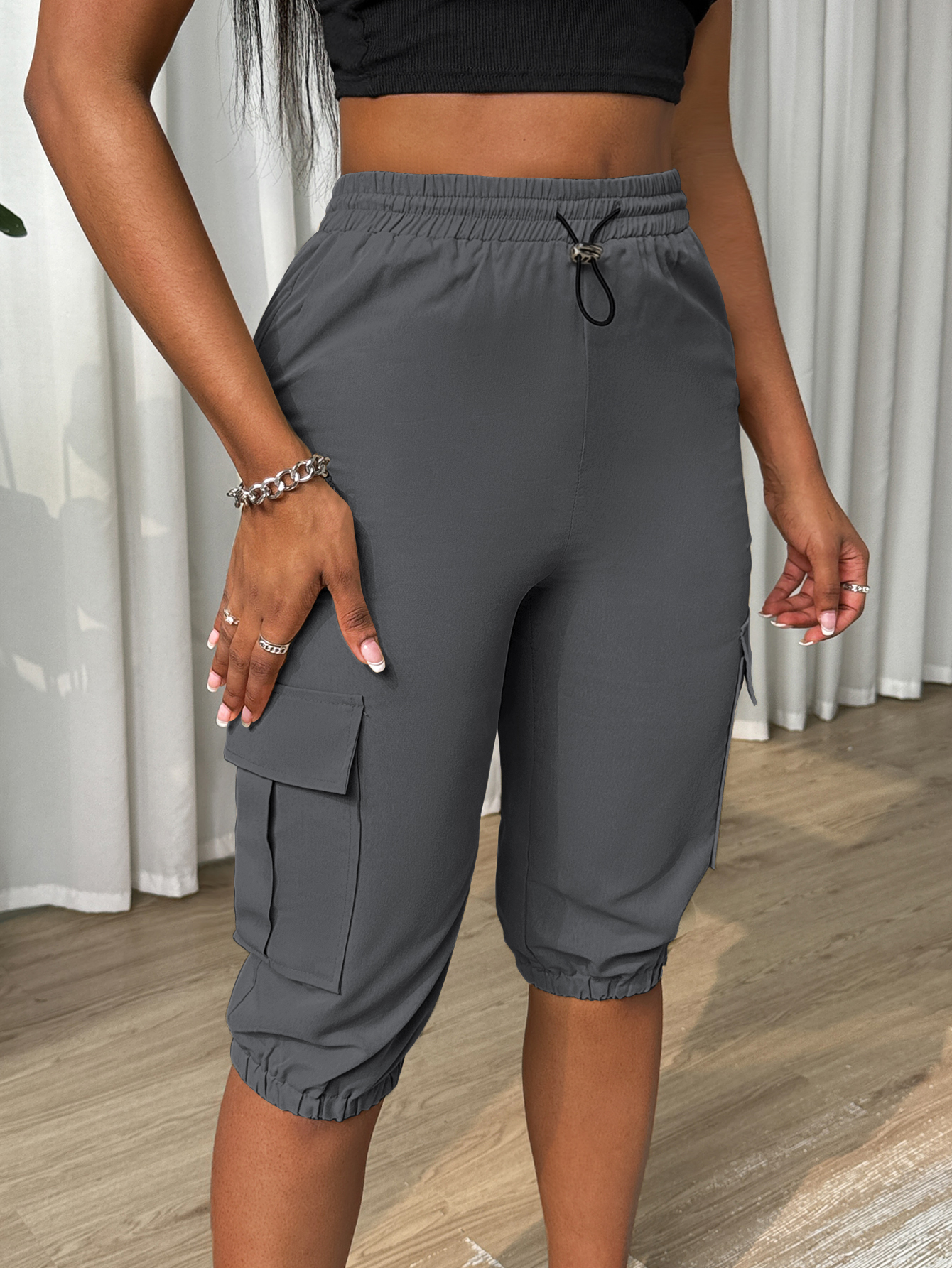 XD239 Ladies' Solid Color Simple Daily Casual Pants