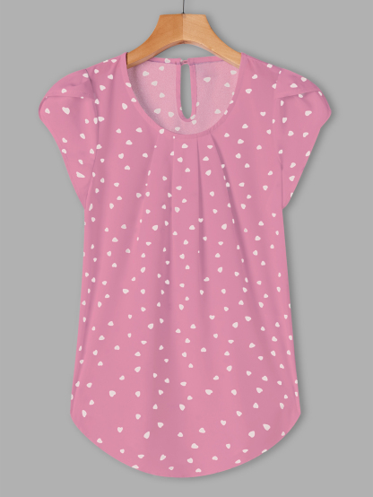 Holidaya Floral Print Pleated Cap Sleeve Top