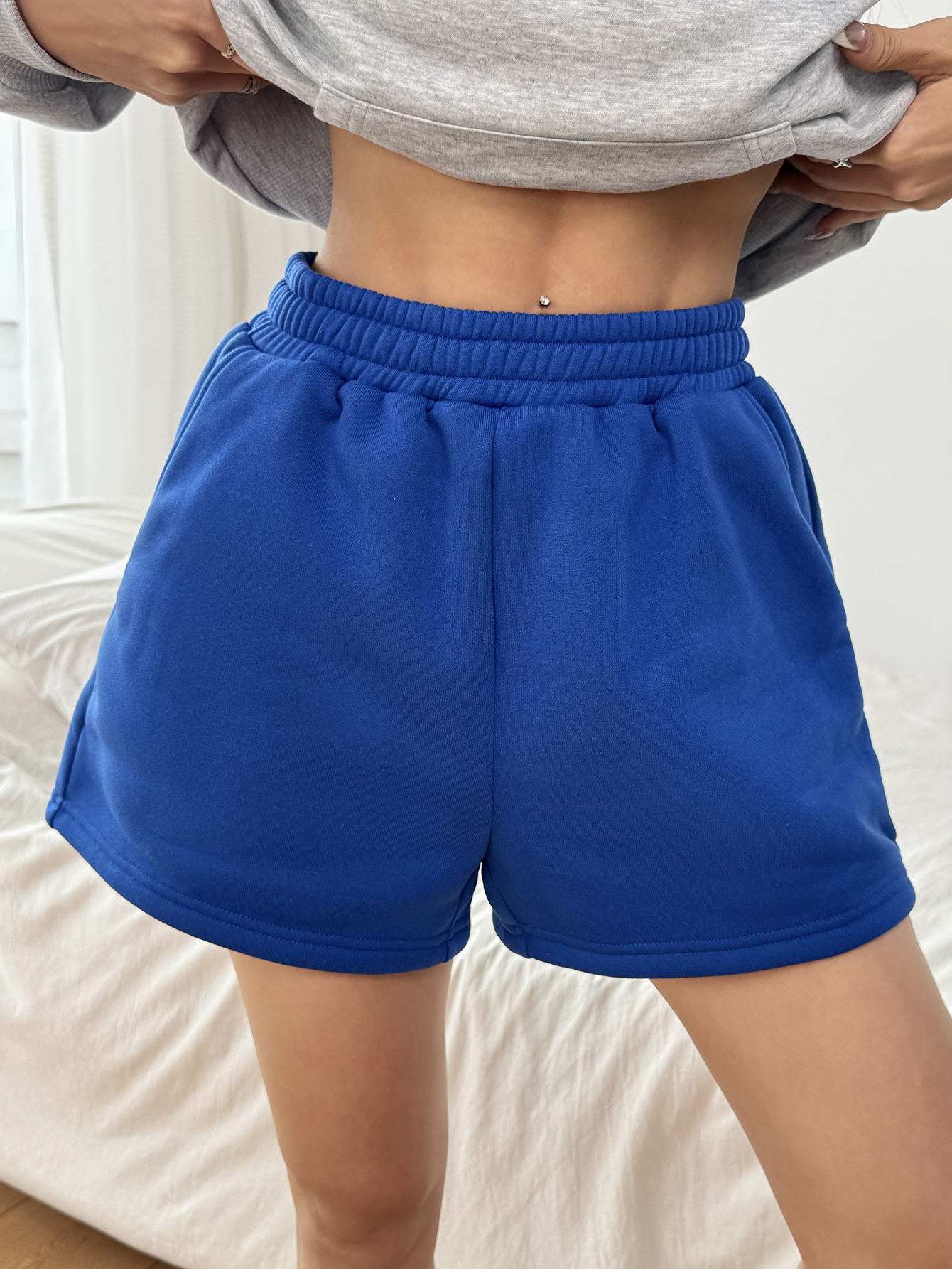 OA034 Women's Letter Printed Sweatshirt Casual Shorts Set