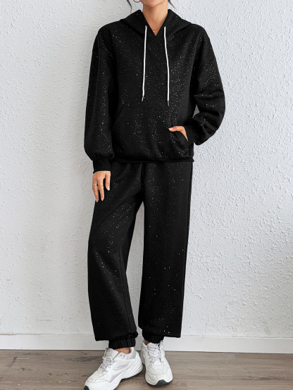 lgy149 Women's Hoodie Set Popular Silver Fabric Two-Piece Set