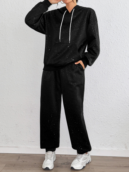 lgy149 Women's Hoodie Set Popular Silver Fabric Two-Piece Set