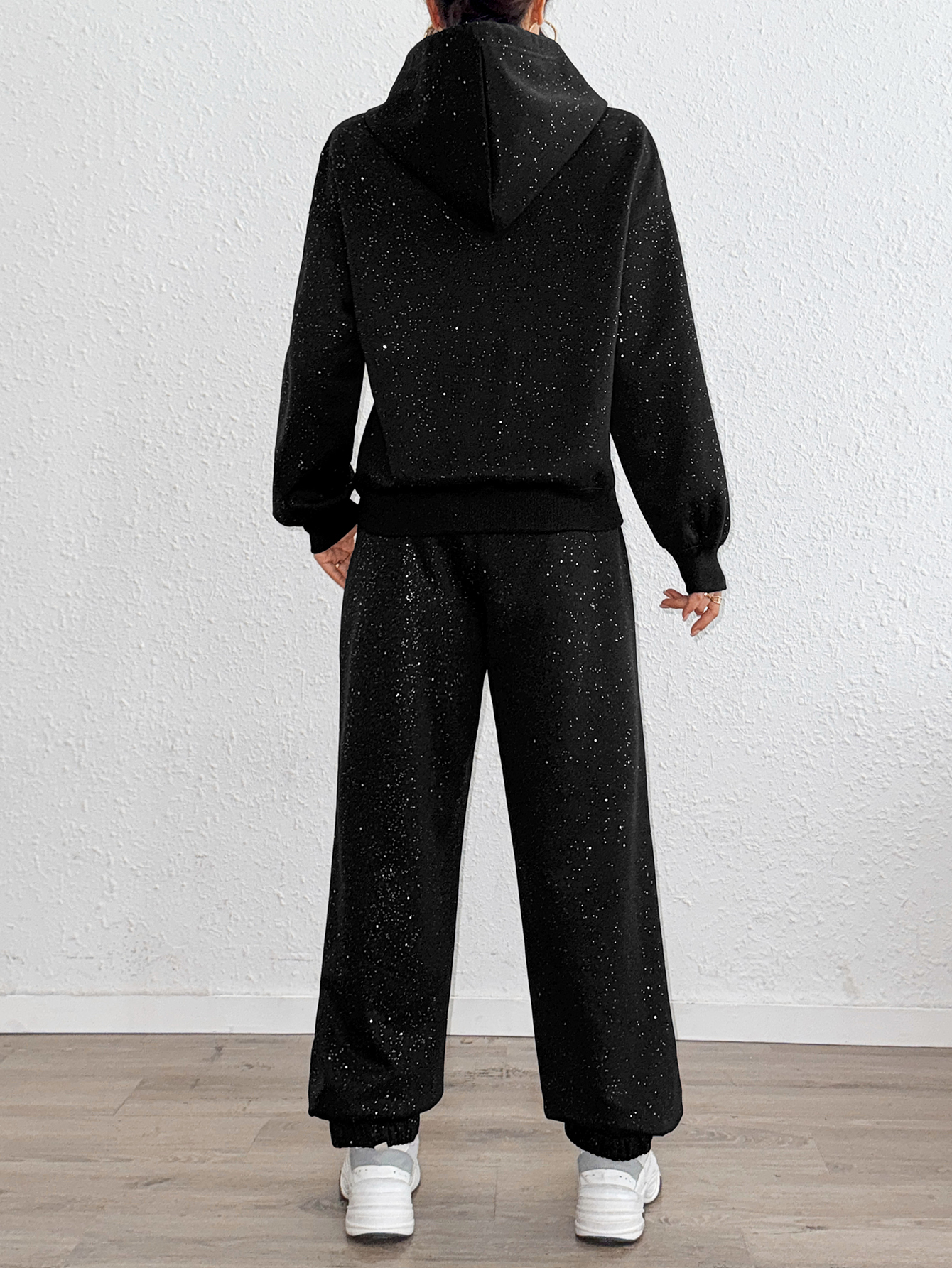 lgy149 Women's Hoodie Set Popular Silver Fabric Two-Piece Set