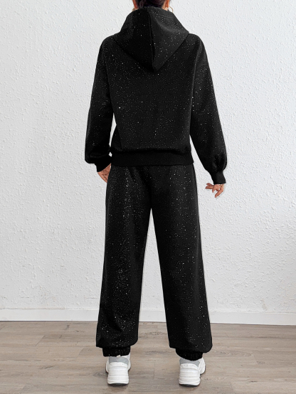 lgy149 Women's Hoodie Set Popular Silver Fabric Two-Piece Set